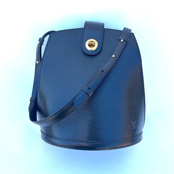Louis Vuitton Cluny Epi Leather Shoulder Bag Black Bucket Purse Designer - Picture 2 of 13